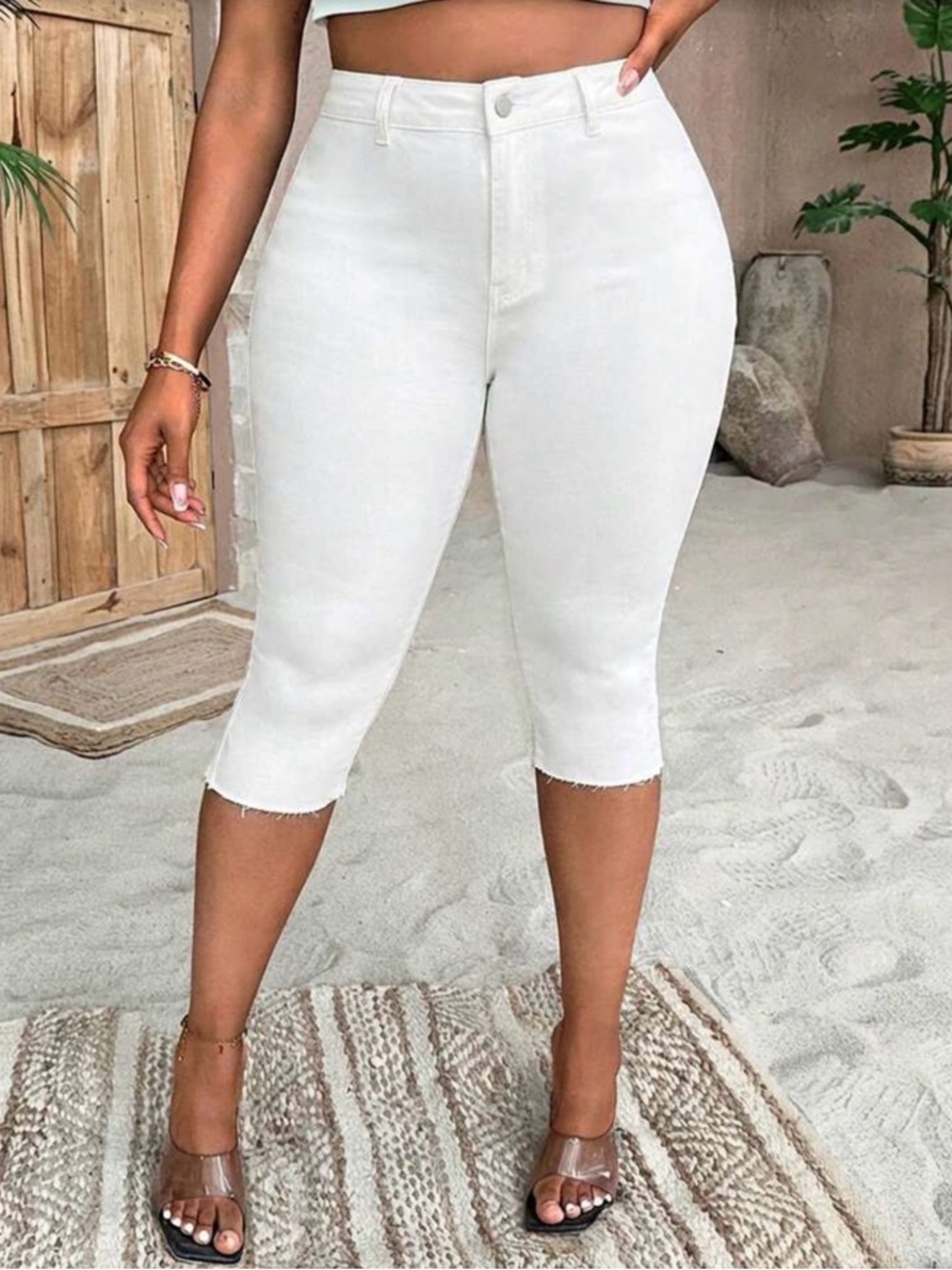 SHEIN Lady Plus Size Women High Waist Skinny Casual
Versatile 7/8 Length Jeans